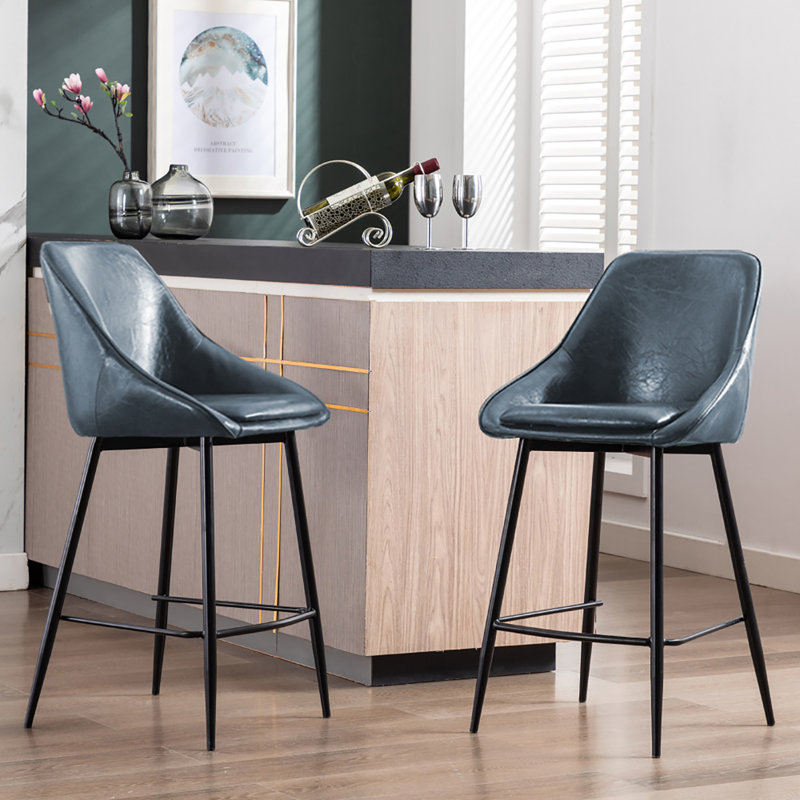 Dani Bar Stool, Counter Stool (26” Seat Height), Blue