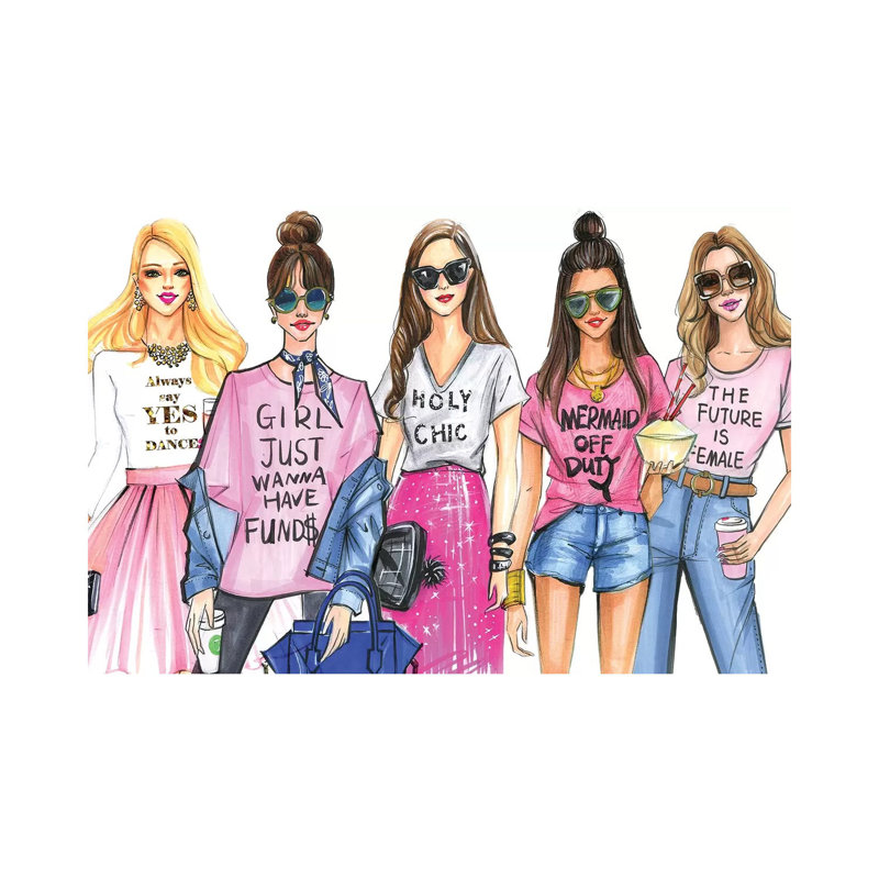 Fashionistas Love Pink by Rongrong DeVoe - Wrapped Canvas Print, 20.32 cm H x 30.48 cm W