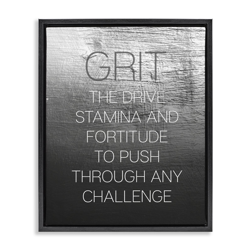  «Grit Motivational Définition», art mural encadré par Daphne Polselli, Cadre flottant noir de jais, H 21 po x l 17 po