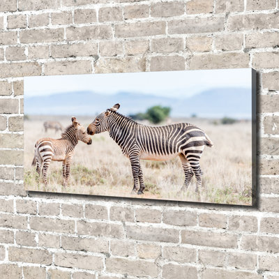 Zebras In The Mountains - No Frame Print on Glass