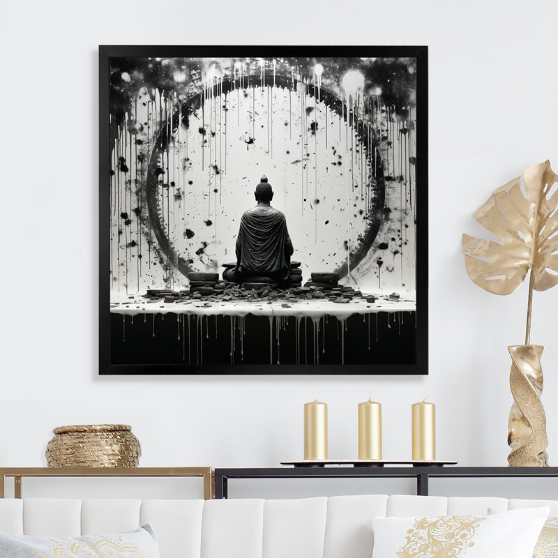 Saint Bouddhisme Statue IV - Bouddhisme, art mural, H 16 po x l 16 po x P 1 po, Cadre simple noir