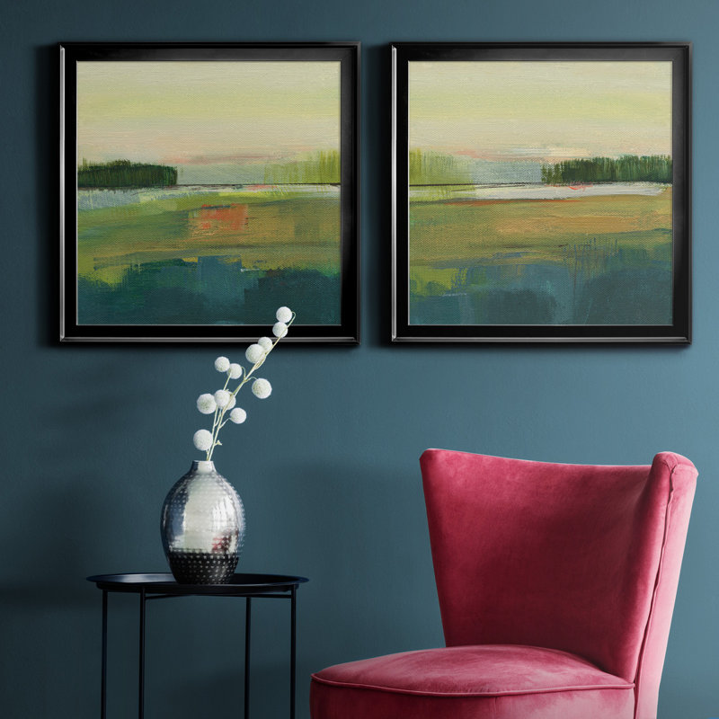 Way to Woodstock I - ensemble de 2 peintures sur toile encadrées, H 26,5 po x l 53 po x P 1,5 po, Noir