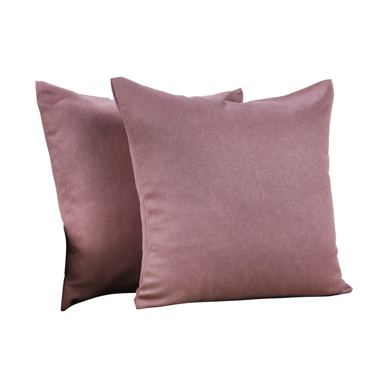 Housses de coussin rectangulaires en lin uni, Rose rose