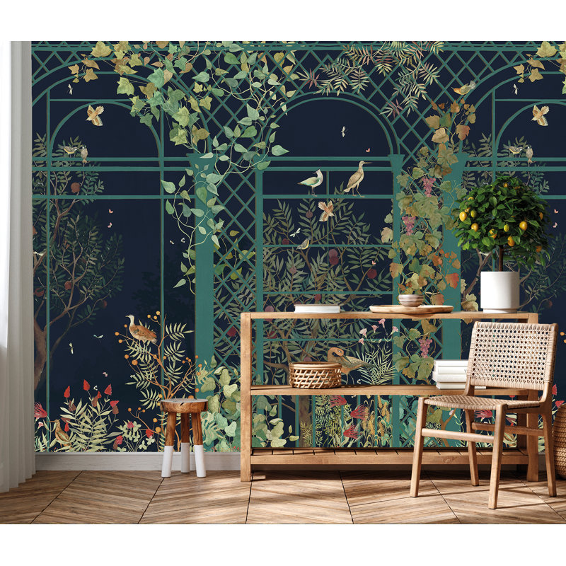 Papier peint texturé Botanical Greenhouse, Bleu