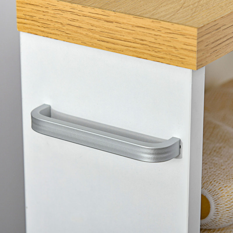 Meuble de rangement mince avec rangement à roulettes, blanc