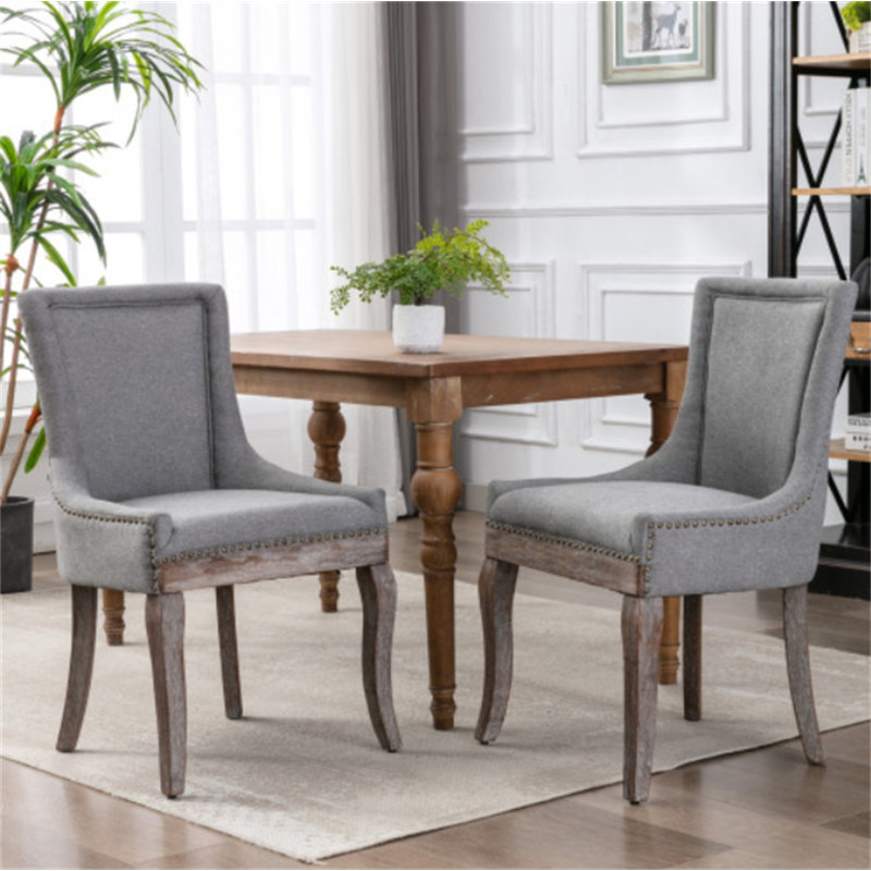 A&A Furniture,Ultra Side Dining Chair，Thickened fabric chairs, Gray