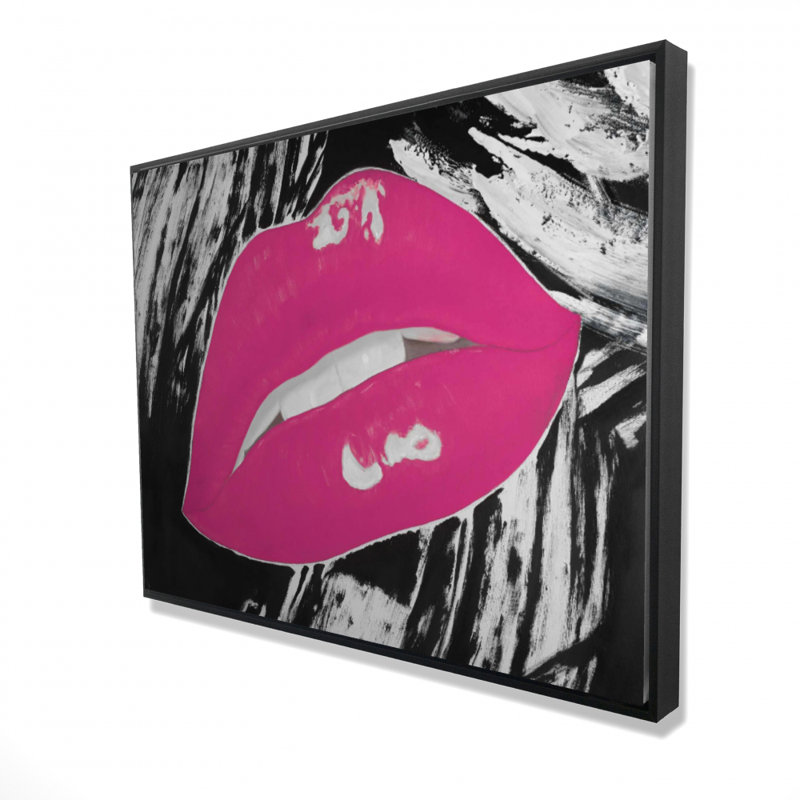 Kissable Pink Glossy Lips Print On Canvas