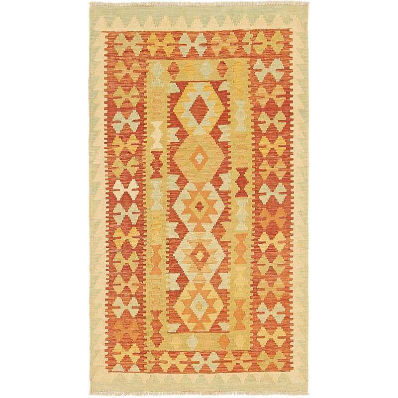 Tapis de la zone en laine rouge/brune 2 pi 8 po x 4 pi 9 po one-of-kind main-noué la new age Elland