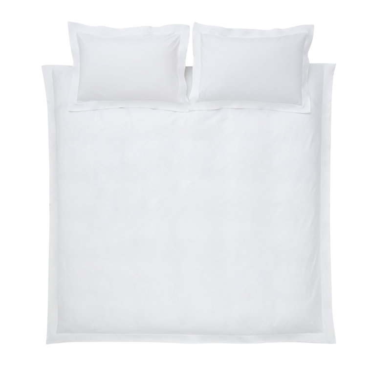 400 Thread Count 100% Cotton Sateen Duvet Cover Set with Pillowcases, Kingsize - 2 Standard Pillowcases, White