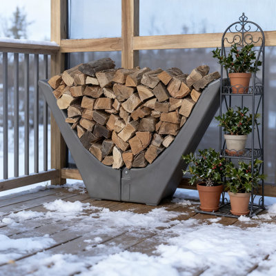 Support à bois de chauffage avec base lestée - Porte-bûches de 6,5 pieds cubes pour une utilisation intérieure et extérieure - Rangement en plastique à double paroi durable pour foyers, foyers et poêles à bois