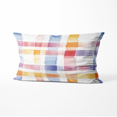 French Country Decorative Cushion - Blue Soft Plaid Printed Throw Pillow