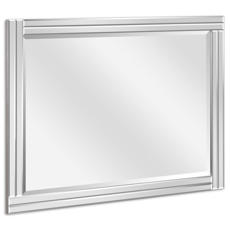 Miroir mural en forme de rectangle biseauté étagé moderne Odelia, 30" x 40"