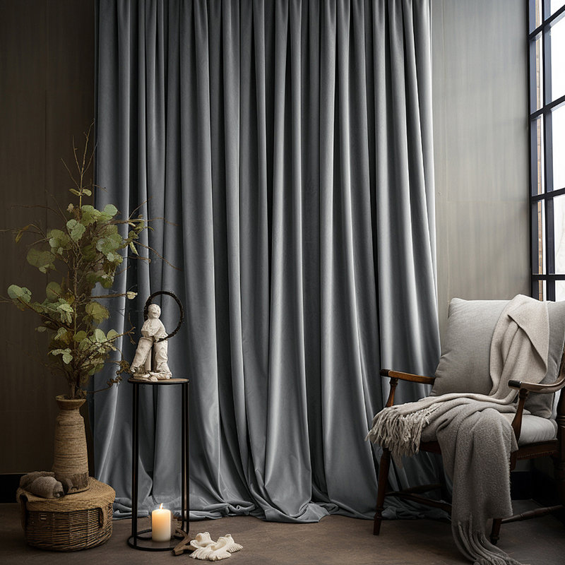 Fayiz Blackout Single Curtain Panel, 52" W x 84" L, Gray