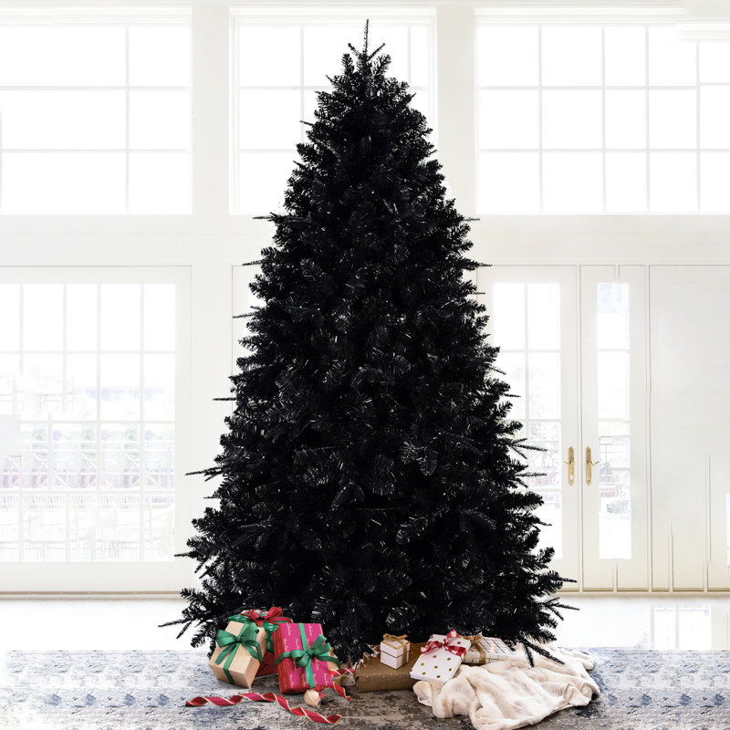 Arbre de Noël noir de 5 pi avec 250 lumières DEL blanches, 1076 pointes pe +, installation facile, idéal pour l'hiver et les décorations