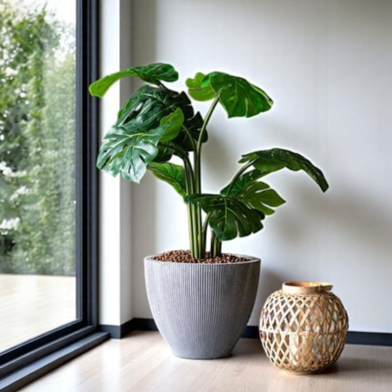 Glen Ellyn Pot Planter, Gray, 14" H x 16.5" W x 16.5" D