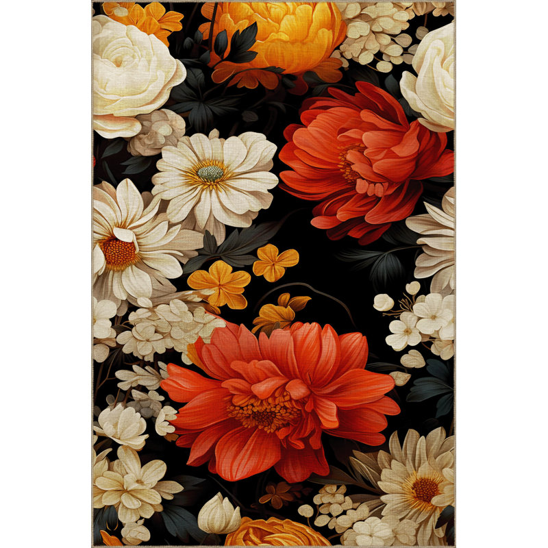 Tapis multicolore Mira Gazania, Rectangle 4 pi 7,12 po x 6 pi 6,74 po