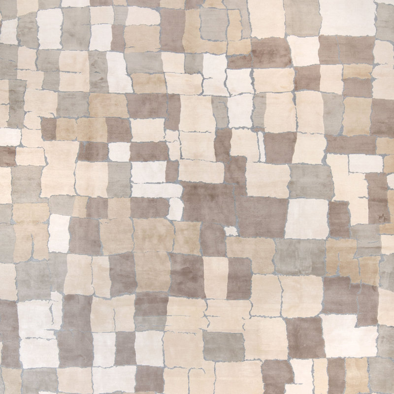 Natural Contemporary Silk Metal Blend Rug, Rectangle 9' x 12'