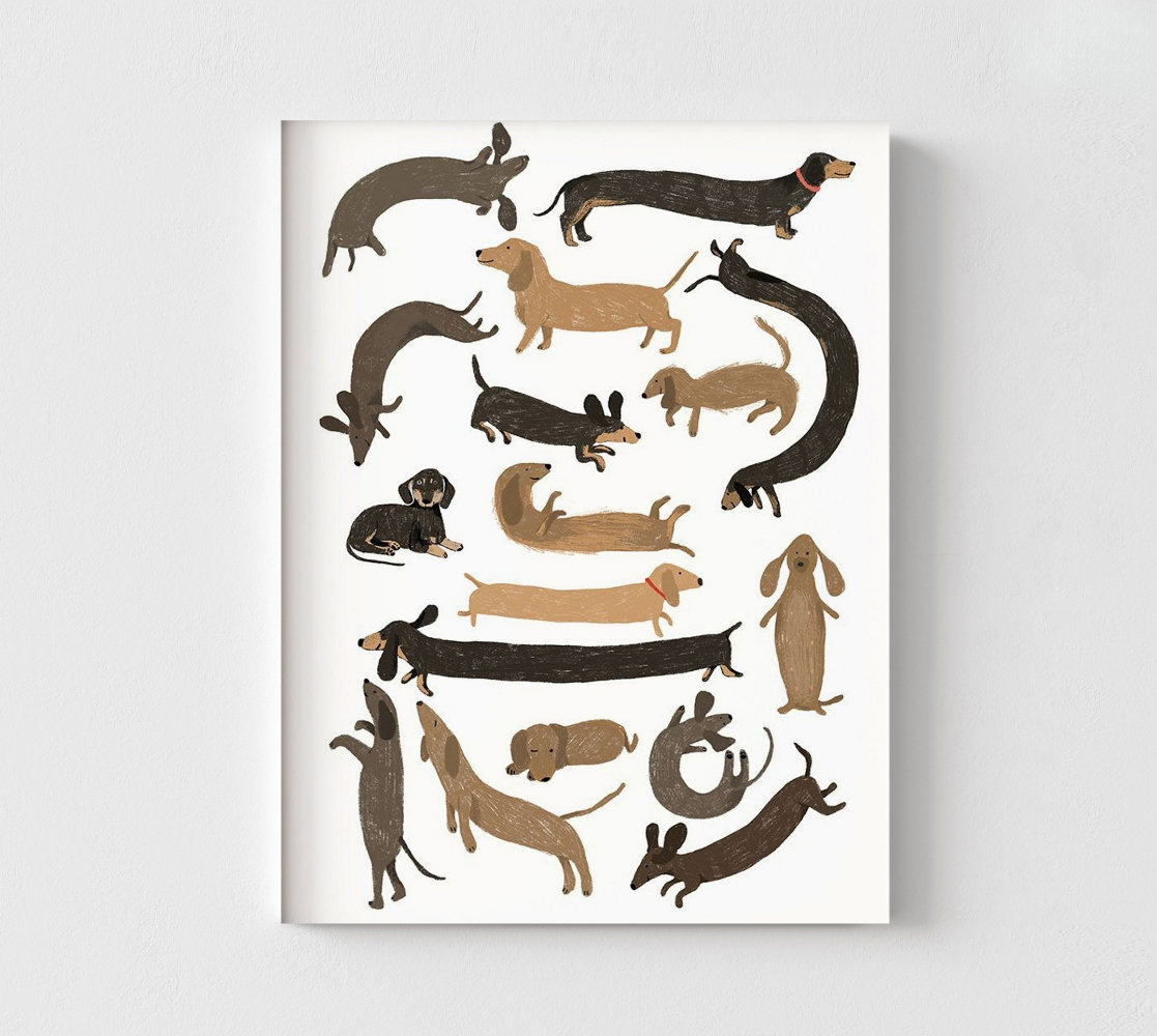 Weframeart Dachshund Artwork Wall Art Happy Dachshund Gifts Idea