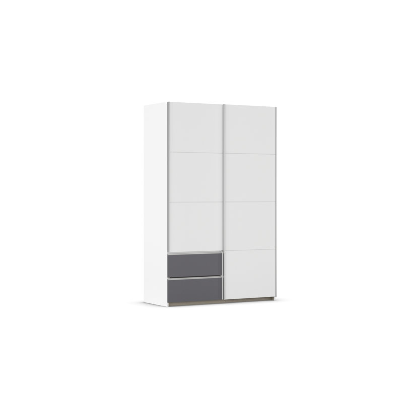 Sevilla sliding door wardrobe, Alpine white/Gray Metallic/Aluminum Colored, 210cm H x 131cm W x 59cm D