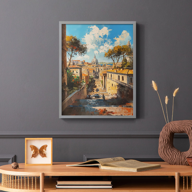Paysages de la série CCCCXC III - Impression encadrée de qualité supérieure - Prêt à être accroché - Aucun clou requis, Gris