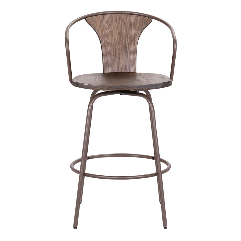 Swivel Counter Stool with Metal Frame, Brown