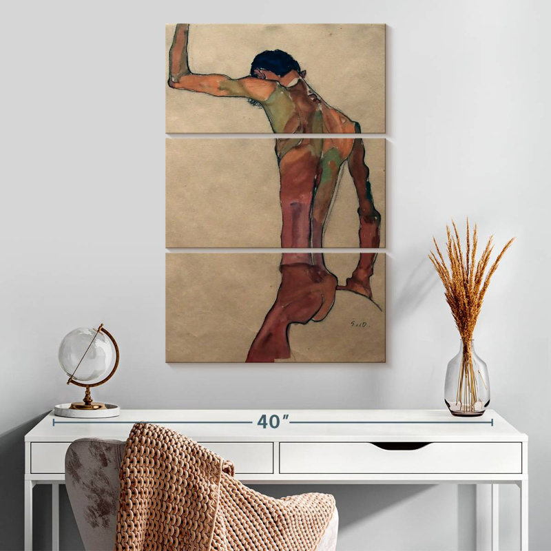 Avery debout, nu masculin avec le bras levé, H 32 po x l 20 po