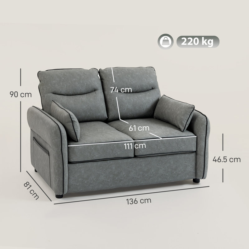 2 Seater Faux Leather Loveseat