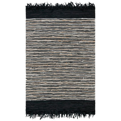 Tapis noir en coton tissé à la main Exley
