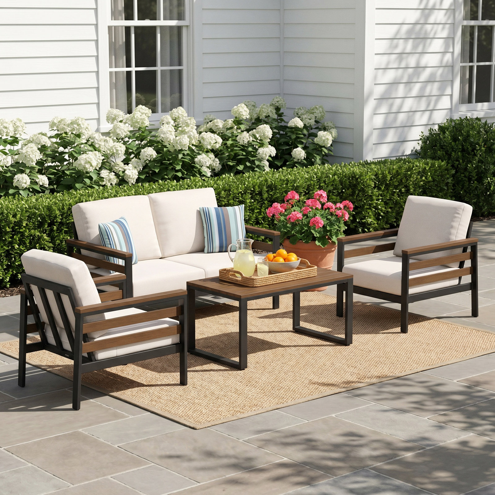 Townsend 4-Person Sunbrella® Patio Seating Group, Sunbrella Canvas Natural