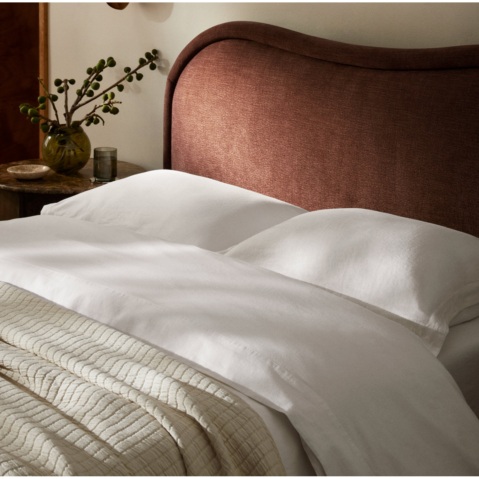 French Linen Duvet Cover Set, Queen Duvet Cover, Cream