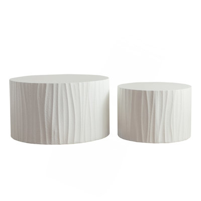 Nesting Coffee Table Set Of 2 Round Wooden Coffee Tables Circle Modern Table For Living Room Bedroom Accent End Side Table