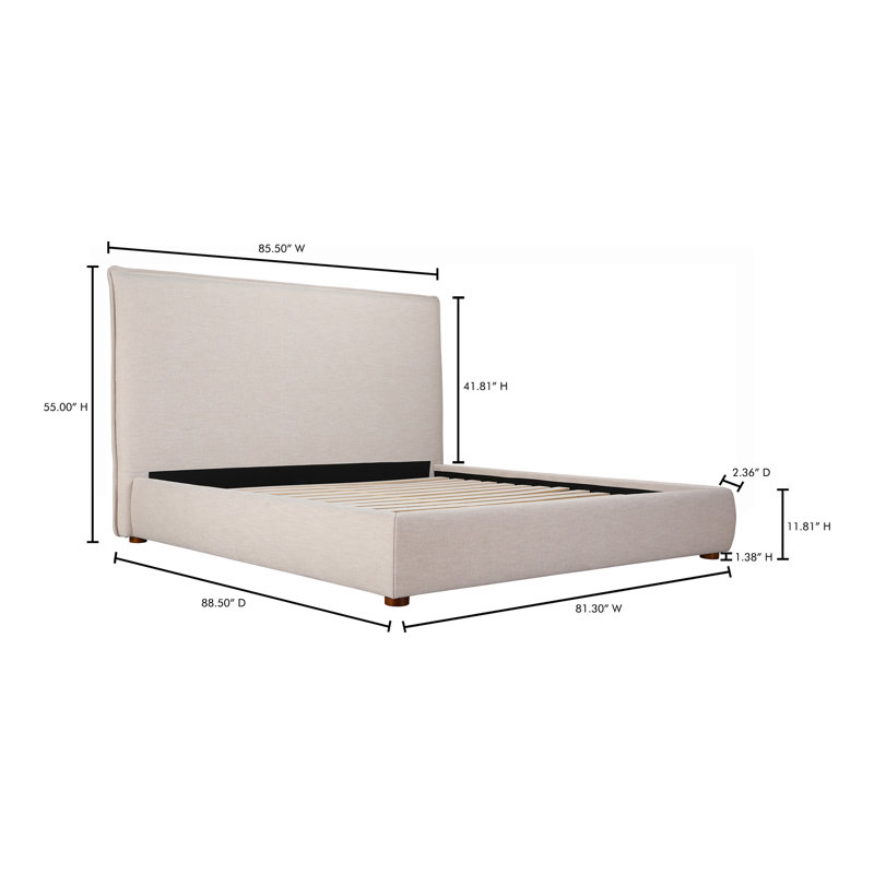 Timothy Upholstered Low Profile Platform Bed, King, 54, Wheat Basketweave