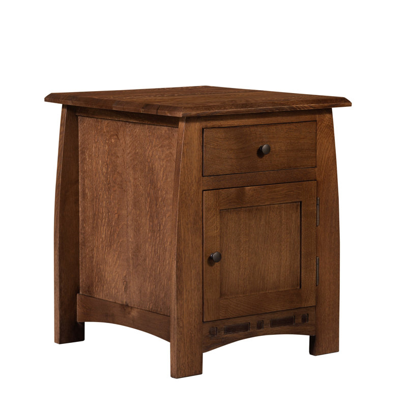 Mission White Oak 1 Drawer 1 Door Inlay End Table - Walnut stain