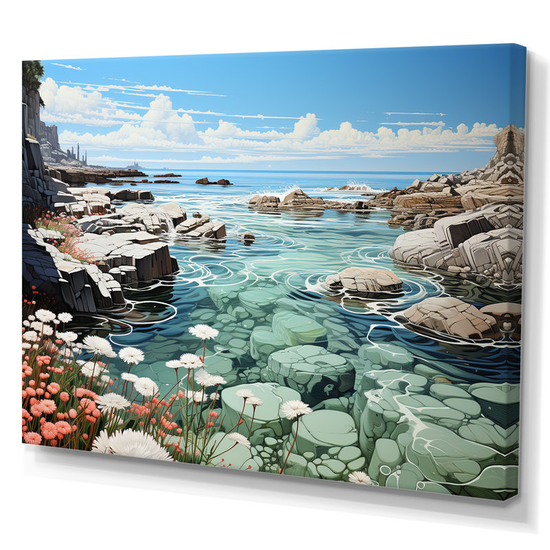 Paysage de plage sauvage III sur toile, Toile tendue, H 16 po x l 32 po x P 1 po
