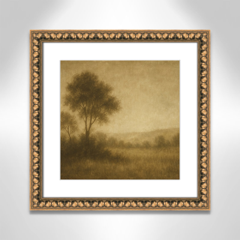 «Quiet Meadow II» par Fredrick Ashcroft, Matted Print, Gold Leaf Beads, L 18 po x H 18 po