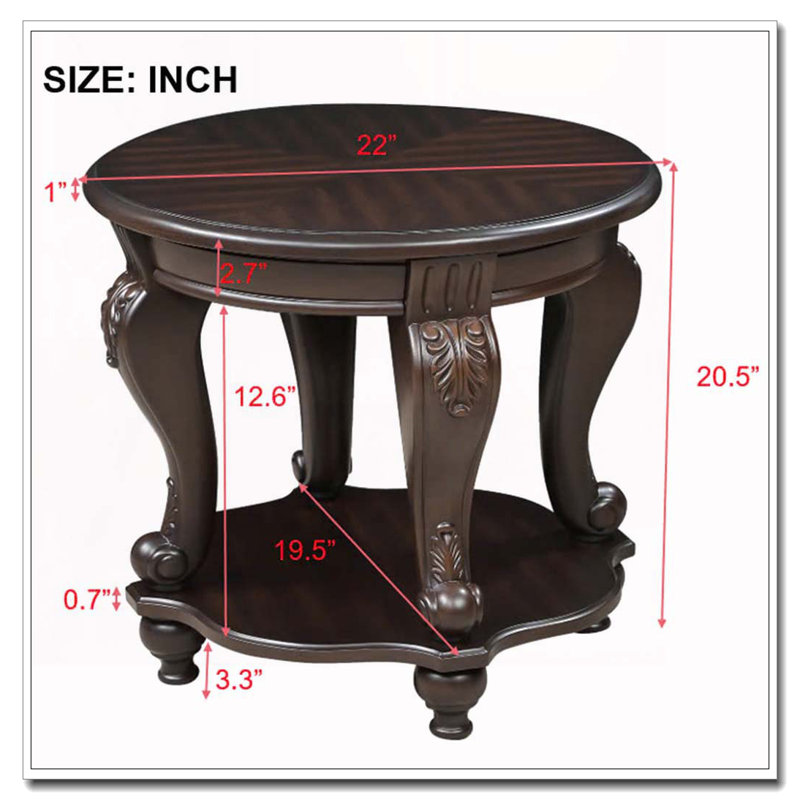 Table de bout ronde 22 po, Espresso