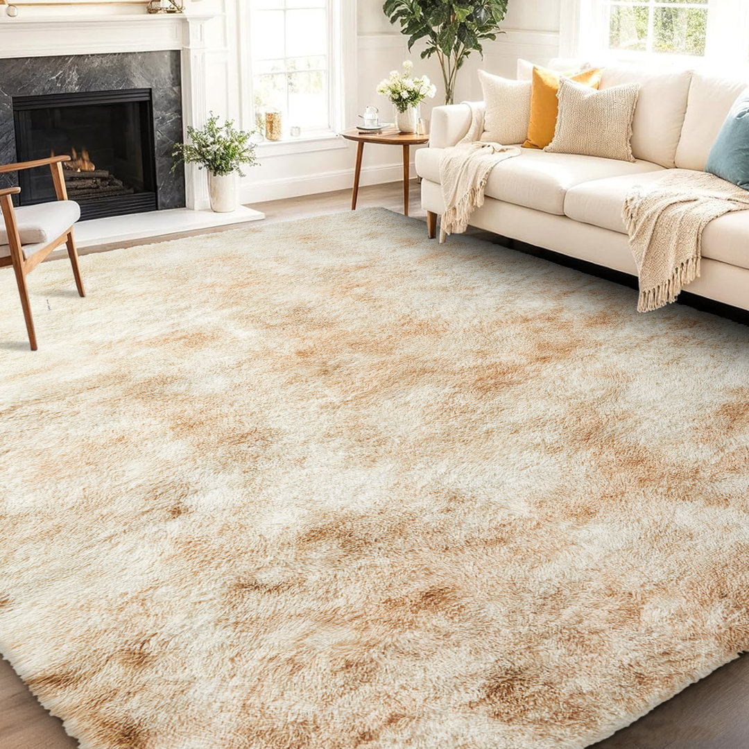 Solid Colour Machine Tufted Shag Area Rug