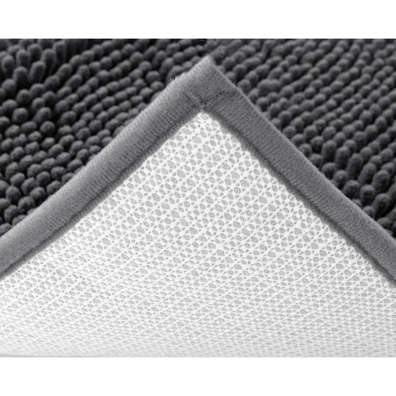 2 Piece set Rectangle Bath Mat, Dark Grey