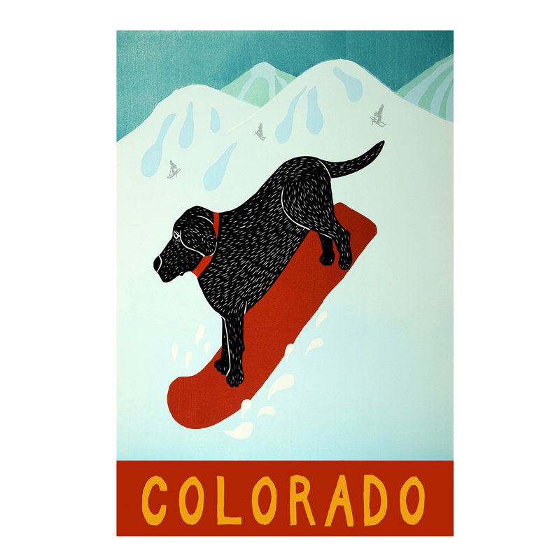 Colorado Snowboard Black by Stephen Huneck - Wrapped Canvas Print, 101.6 cm H x 66.04 cm W x 1.91 cm D