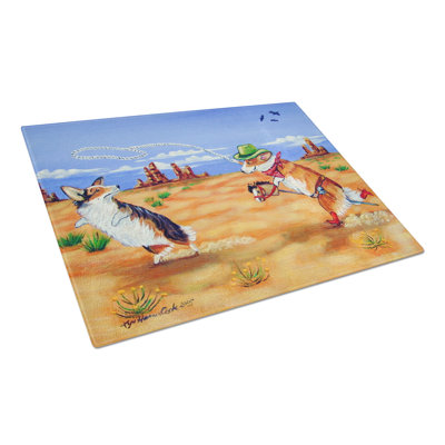 Caroline's Treasures Corgi Glass Cutting Board