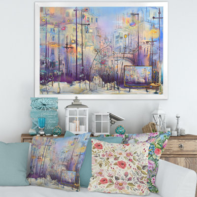 Paysage urbain pastel abstrait - peinture sur toile