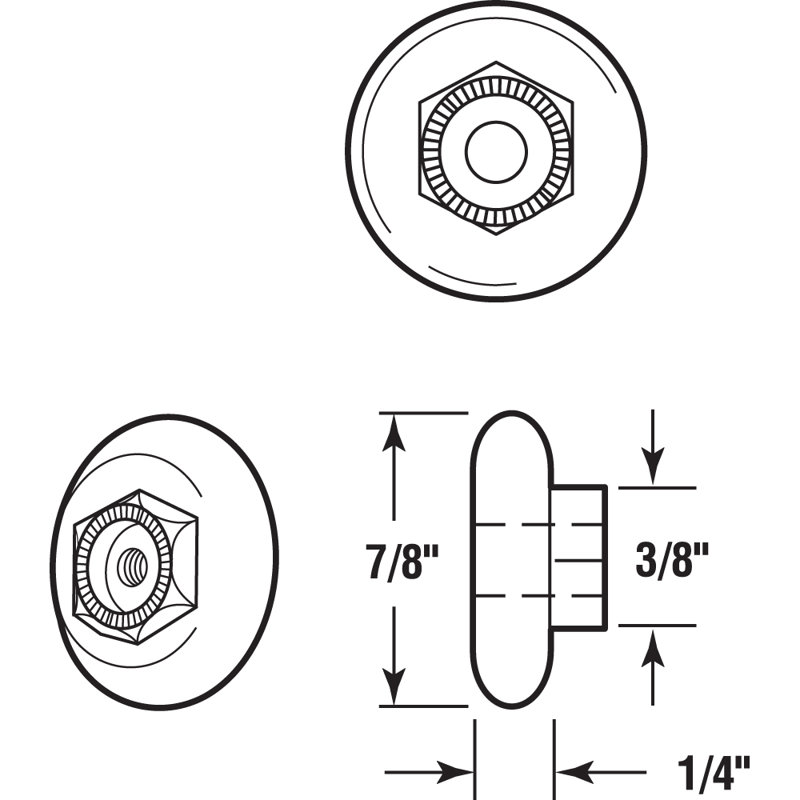 Rouleau de roulement à billes ovale en nylon 7/8 po, boîtier de baignoire (paquet de 4), L 0,875 po x P 0,25 po