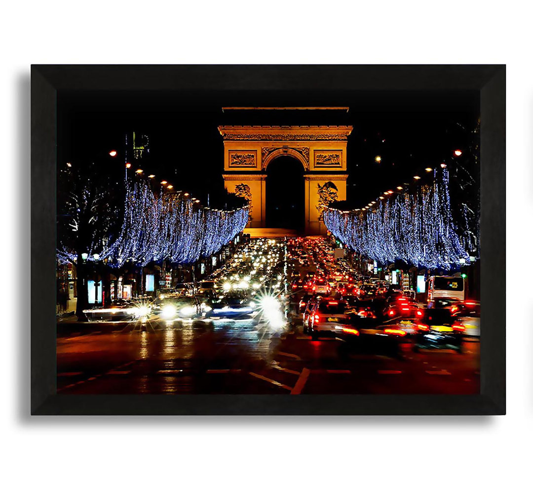 Gerahmtes Leinwandbild Paris Arc De Triomphe Night Lights