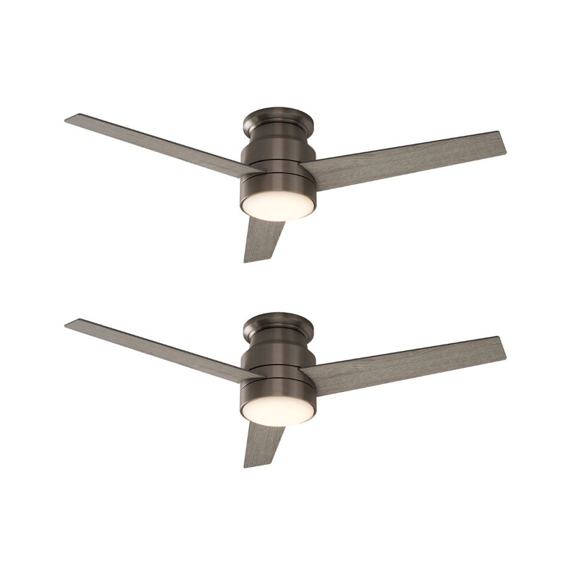 Ensemble de 2 ventilateurs de plafond encastrés de 52 po avec lumière et télécommande