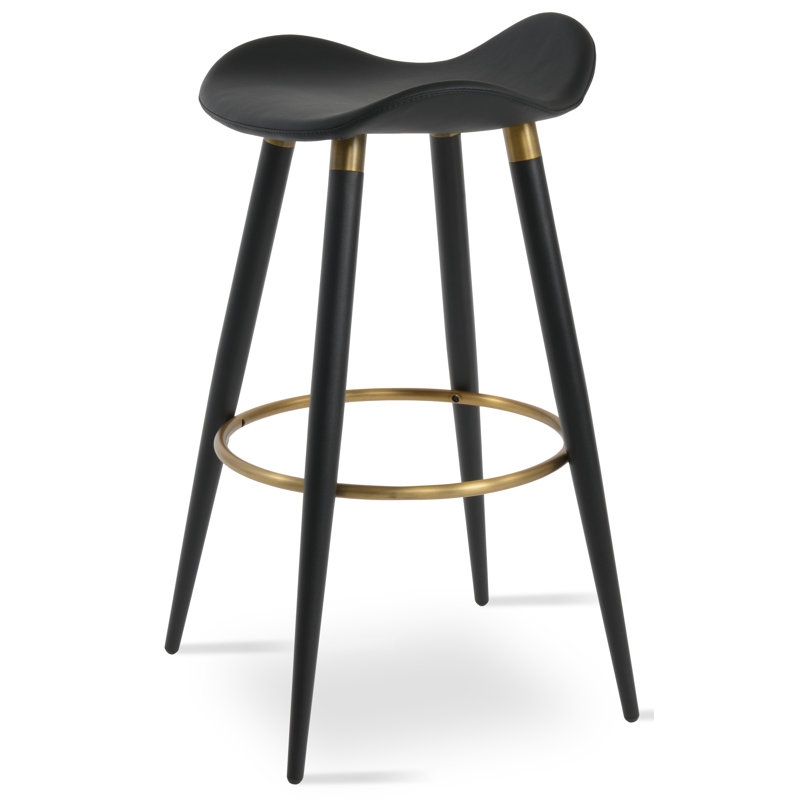 Tabouret de bar et de comptoir Moonyean, Noir / or, Noir, Tabouret de comptoir (assise de 24 po de hauteur)