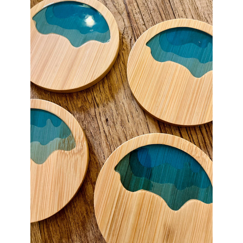 Wood Round 4 Piece Coaster Set