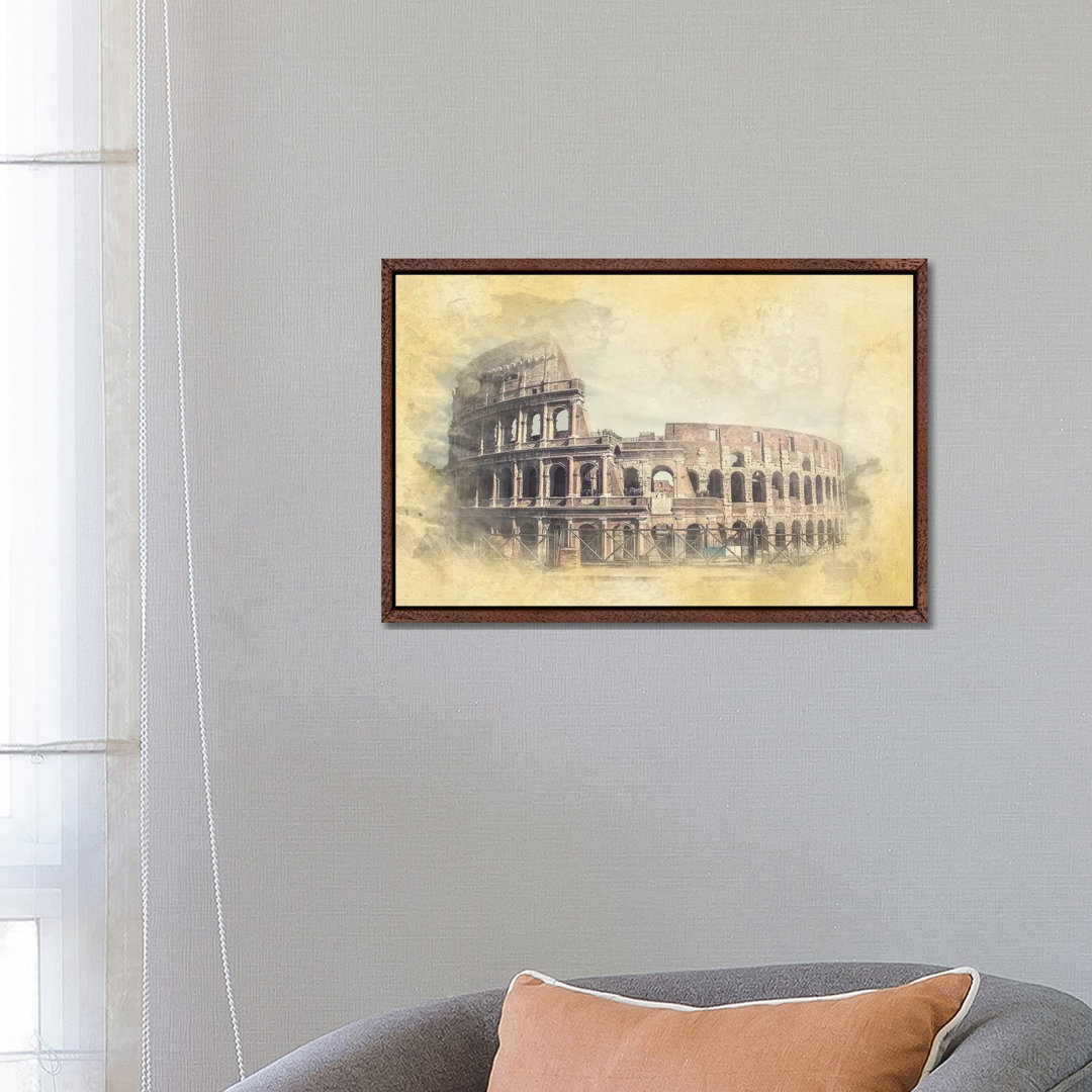 Kolosseum Aquarell von Manjik Pictures - Galerie-umwickelte Leinwand Giclée