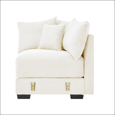 Luxurious Corner Sofa With Plush Pillows And Soft Corduroy Fabric,  For Comfortable Seating And Stylish Living Rooms.