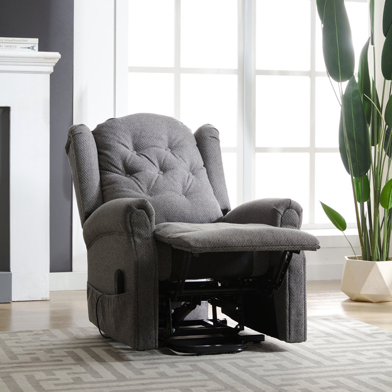Aagand Upholstered Heated Massage Chair, Dark Grey Polyester Twill