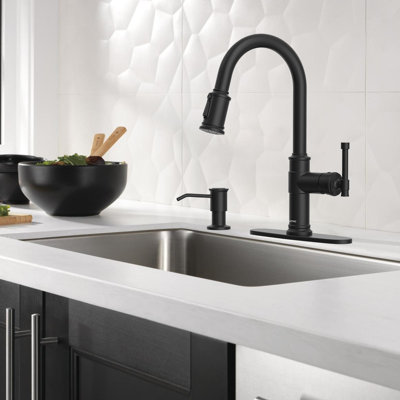 Stainless Steel Kitchen Sink Faucet With Pull-Down Sprayer, Single Handle 1 Hole High Arc 360° Rotating Kitchen Faucet With Soap Dispenser